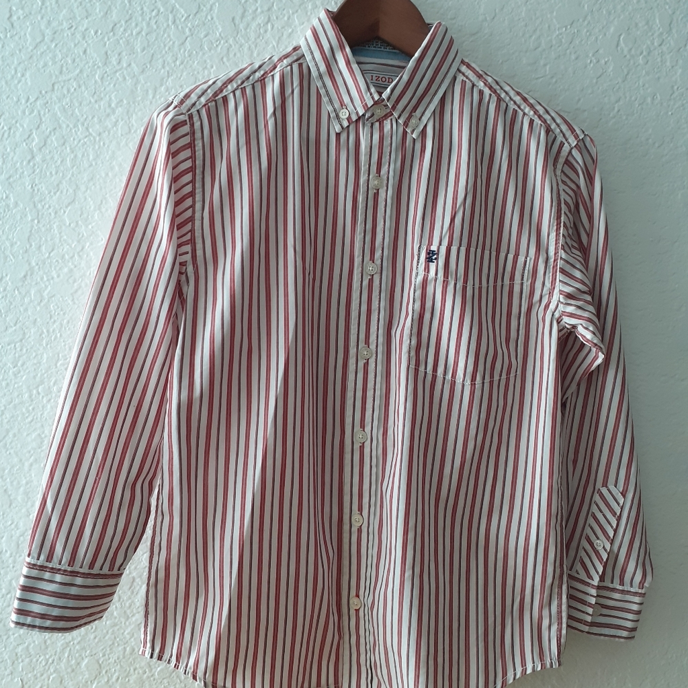 IZOD CASUAL SHIRT FOR BOYS. SZ.M. MULTICOLORED